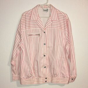 Vintage The Villager red white striped cotton bomber jacket Americana M 38”